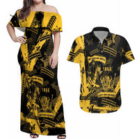 Buffalo Soldiers Couples Matching Off Shoulder Maxi Dress and Hawaiian Shirt Military Urban Retro Style - Wonder Print Shop