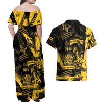Buffalo Soldiers Couples Matching Off Shoulder Maxi Dress and Hawaiian Shirt Military Urban Retro Style - Wonder Print Shop