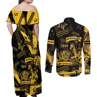 Buffalo Soldiers Couples Matching Off Shoulder Maxi Dress and Long Sleeve Button Shirt Military Urban Retro Style - Wonder Print Shop