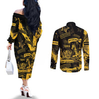 Buffalo Soldiers Couples Matching Off The Shoulder Long Sleeve Dress and Long Sleeve Button Shirt Military Urban Retro Style - Wonder Print Shop