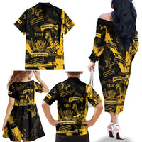 Buffalo Soldiers Family Matching Off The Shoulder Long Sleeve Dress and Hawaiian Shirt Military Urban Retro Style - Wonder Print Shop