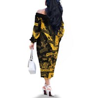 Buffalo Soldiers Family Matching Off The Shoulder Long Sleeve Dress and Hawaiian Shirt Military Urban Retro Style - Wonder Print Shop