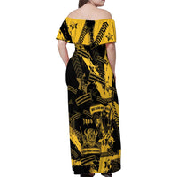 Buffalo Soldiers Family Matching Off Shoulder Maxi Dress and Hawaiian Shirt Military Urban Retro Style - Wonder Print Shop