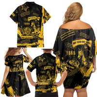 Buffalo Soldiers Family Matching Off Shoulder Short Dress and Hawaiian Shirt Military Urban Retro Style - Wonder Print Shop