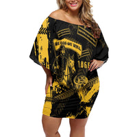 Buffalo Soldiers Off Shoulder Short Dress Military Urban Retro Style - Wonder Print Shop