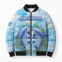 Personalized Greece Bomber Puffer Jacket Dolphins And Symbol - Wonder Print Shop