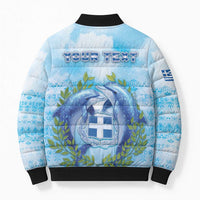 Personalized Greece Bomber Puffer Jacket Dolphins And Symbol - Wonder Print Shop