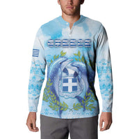 Personalized Greece Button Sweatshirt Dolphins And Symbol - Wonder Print Shop