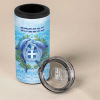 Personalized Greece 4 in 1 Can Cooler Tumbler Dolphins And Symbol - Wonder Print Shop
