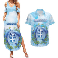 Personalized Greece Couples Matching Summer Maxi Dress and Hawaiian Shirt Dolphins And Symbol - Wonder Print Shop