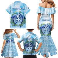 Personalized Greece Family Matching Mermaid Dress and Hawaiian Shirt Dolphins And Symbol - Wonder Print Shop
