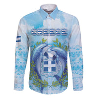 Personalized Greece Family Matching Short Sleeve Bodycon Dress and Hawaiian Shirt Dolphins And Symbol - Wonder Print Shop