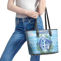 Greece Leather Tote Bag Dolphins And Symbol - Wonder Print Shop