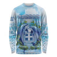 Personalized Greece Long Sleeve Shirt Dolphins And Symbol - Wonder Print Shop