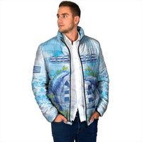 Personalized Greece Padded Jacket Dolphins And Symbol - Wonder Print Shop