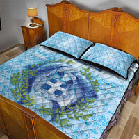 Greece Quilt Bed Set Dolphins And Symbol - Wonder Print Shop