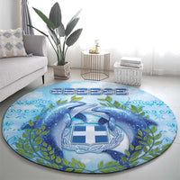 Greece Round Carpet Dolphins And Symbol - Wonder Print Shop