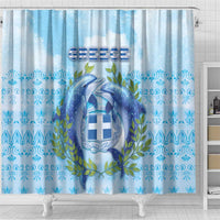 Greece Shower Curtain Dolphins And Symbol - Wonder Print Shop