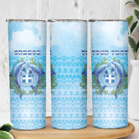 Personalized Greece Skinny Tumbler Dolphins And Symbol - Wonder Print Shop
