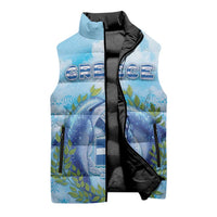Personalized Greece Sleeveless Puffer Jacket Dolphins And Symbol - Wonder Print Shop