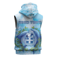 Personalized Greece Sleeveless Zip Hoodie Dolphins And Symbol - Wonder Print Shop