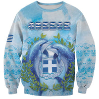 Personalized Greece Sweatshirt Dolphins And Symbol - Wonder Print Shop