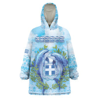 Personalized Greece Wearable Blanket Hoodie Dolphins And Symbol - Wonder Print Shop
