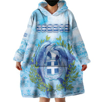 Personalized Greece Wearable Blanket Hoodie Dolphins And Symbol - Wonder Print Shop