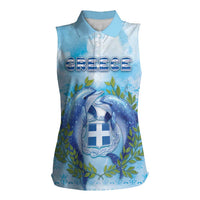 Personalized Greece Women Sleeveless Polo Shirt Dolphins And Symbol - Wonder Print Shop