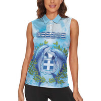 Personalized Greece Women Sleeveless Polo Shirt Dolphins And Symbol - Wonder Print Shop