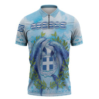 Personalized Greece Zipper Polo Shirt Dolphins And Symbol - Wonder Print Shop