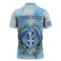 Personalized Greece Zipper Polo Shirt Dolphins And Symbol - Wonder Print Shop