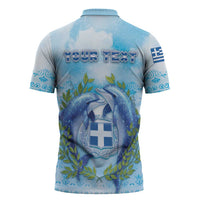 Personalized Greece Zipper Polo Shirt Dolphins And Symbol - Wonder Print Shop