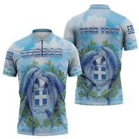 Personalized Greece Zipper Polo Shirt Dolphins And Symbol - Wonder Print Shop