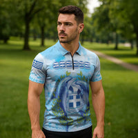 Personalized Greece Zipper Polo Shirt Dolphins And Symbol - Wonder Print Shop