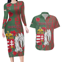 Personalized Hungary Couples Matching Long Sleeve Bodycon Dress and Hawaiian Shirt Coat Of Arms 1896 - Wonder Print Shop