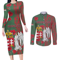 Personalized Hungary Couples Matching Long Sleeve Bodycon Dress and Long Sleeve Button Shirt Coat Of Arms 1896 - Wonder Print Shop