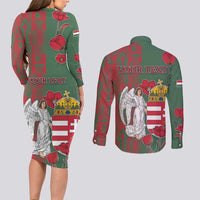 Personalized Hungary Couples Matching Long Sleeve Bodycon Dress and Long Sleeve Button Shirt Coat Of Arms 1896 - Wonder Print Shop