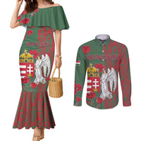 Personalized Hungary Couples Matching Mermaid Dress and Long Sleeve Button Shirt Coat Of Arms 1896 - Wonder Print Shop