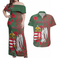 Personalized Hungary Couples Matching Off Shoulder Maxi Dress and Hawaiian Shirt Coat Of Arms 1896 - Wonder Print Shop