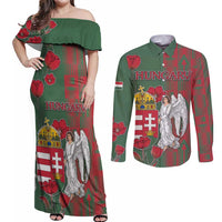 Personalized Hungary Couples Matching Off Shoulder Maxi Dress and Long Sleeve Button Shirt Coat Of Arms 1896 - Wonder Print Shop