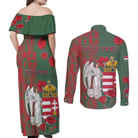 Personalized Hungary Couples Matching Off Shoulder Maxi Dress and Long Sleeve Button Shirt Coat Of Arms 1896 - Wonder Print Shop