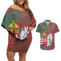 Personalized Hungary Couples Matching Off Shoulder Short Dress and Hawaiian Shirt Coat Of Arms 1896 - Wonder Print Shop