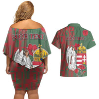 Personalized Hungary Couples Matching Off Shoulder Short Dress and Hawaiian Shirt Coat Of Arms 1896 - Wonder Print Shop
