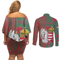Personalized Hungary Couples Matching Off Shoulder Short Dress and Long Sleeve Button Shirt Coat Of Arms 1896 - Wonder Print Shop