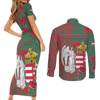 Personalized Hungary Couples Matching Short Sleeve Bodycon Dress and Long Sleeve Button Shirt Coat Of Arms 1896 - Wonder Print Shop