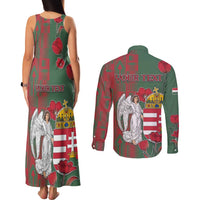 Personalized Hungary Couples Matching Tank Maxi Dress and Long Sleeve Button Shirt Coat Of Arms 1896 - Wonder Print Shop