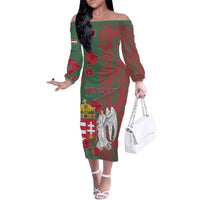 Personalized Hungary Family Matching Off The Shoulder Long Sleeve Dress and Hawaiian Shirt Coat Of Arms 1896 - Wonder Print Shop