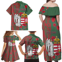 Personalized Hungary Family Matching Off Shoulder Maxi Dress and Hawaiian Shirt Coat Of Arms 1896 - Wonder Print Shop
