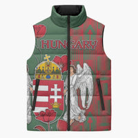 Personalized Hungary Sleeveless Puffer Jacket Coat Of Arms 1896 - Wonder Print Shop
